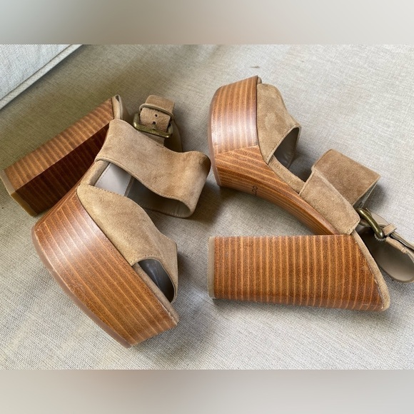 Aldo Suede Block Heeled Sandals Tan Women’s Size 6.5 - Picture 7 of 8